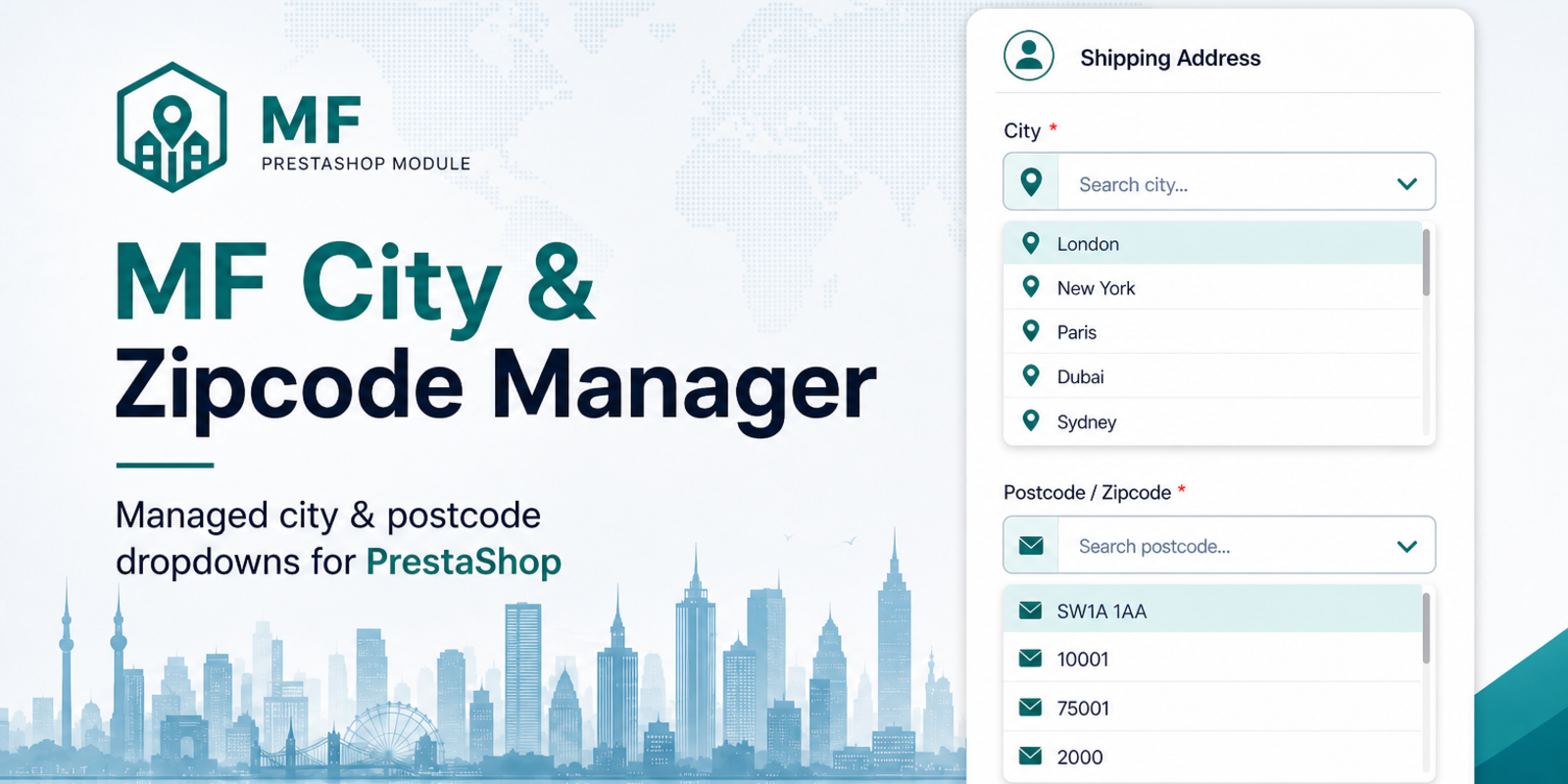 MF City and Zipcode Manager for PrestaShop