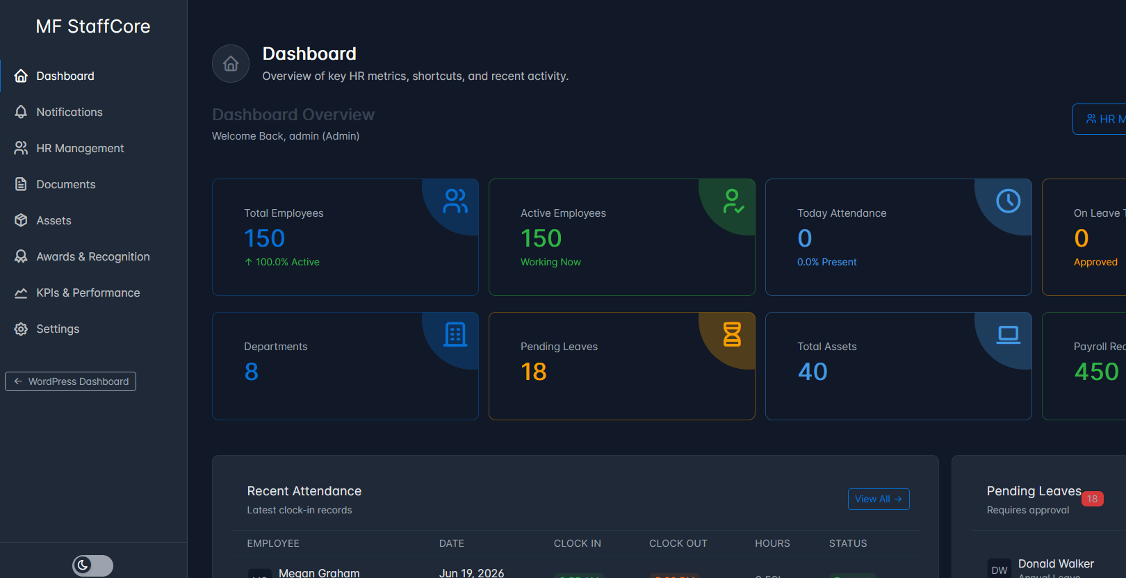MF StaffCore — HR Management Plugin for WordPress
