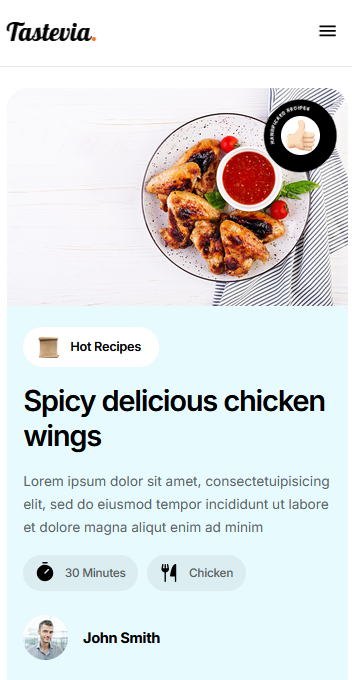Tastevia homepage on mobile